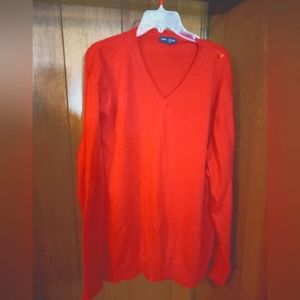 Lands End Mens Sweater Red v-neck super soft